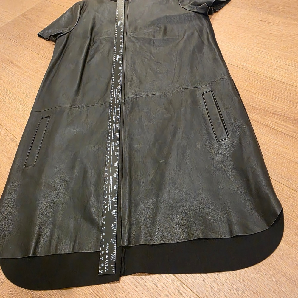 Banana Republic Dress Womens Size 12 Black Lamb Leather Front Shift Pockets - Picture 12 of 14